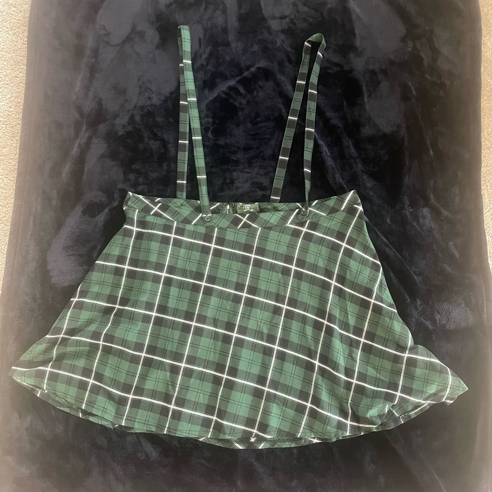 Royal Bones Green and White Skater Mini Skirt